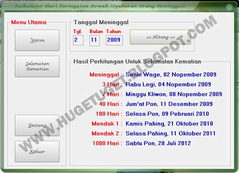 Software Untuk Menghitung Selamatan Slametan Orang Meninggal Hugetuget