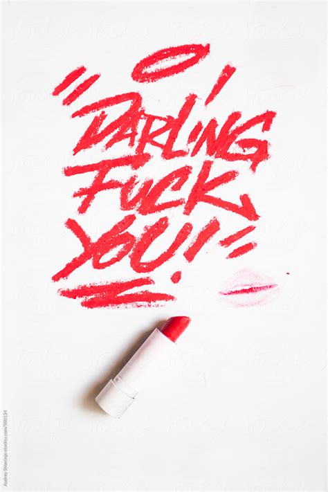 View Darling Fuck You Message Written On White Background With Red