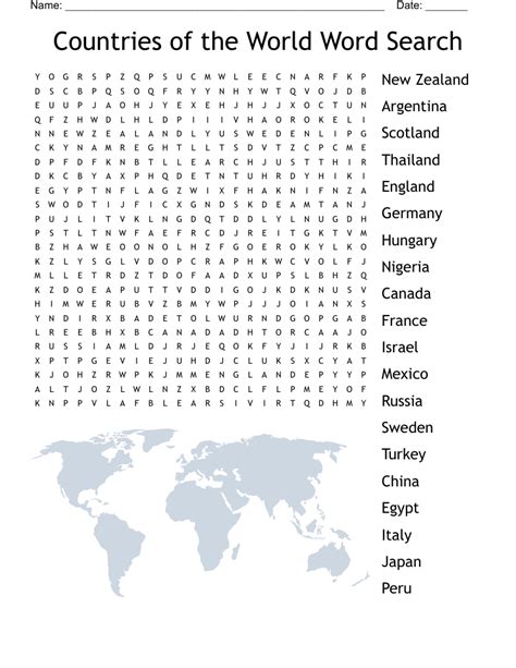 Countries Of The World Word Search Puzzle Answers Free Printable