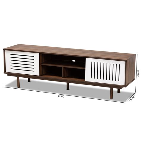 Mid century modern tv stands are marked by a simple and elegant form without unnecessary ornamentation or extravagant shapes. Baxton Studio Meike Mid-Century Modern Two-Tone Walnut ...