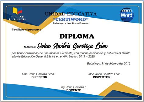 Plantillas De Diplomas Para Editar Ayuda Docente 1a8