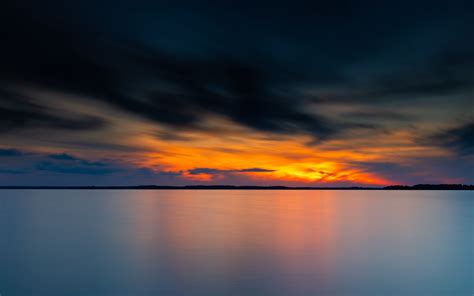 Download Wallpaper 3840x2400 Sunset Sea Horizon Clouds Dusk 4k