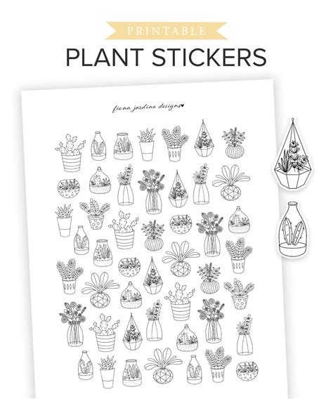Printable Plant Themed Bujo Stickers Hand Drawn Plant Etsy