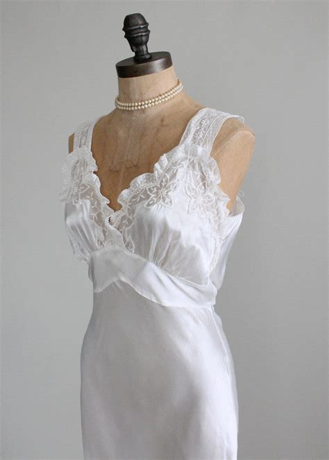 vintage 1940s forty winks silk and lace nightgown raleigh vintage