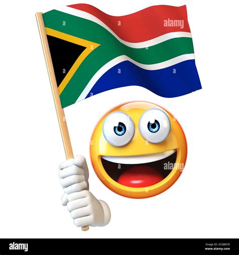 Emoji Holding South African Flag Emoticon Waving National Flag Of