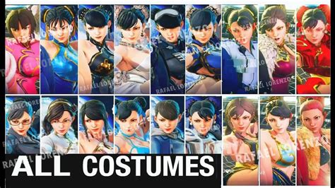 Chun Li All Skins Costumes Street Fighter 5 Sfv Youtube