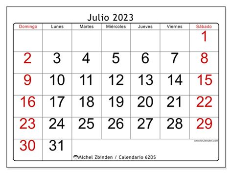 Calendario Julio De 2023 Para Imprimir “771ds” Michel Zbinden Pe