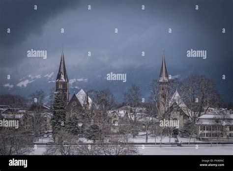 Interlaken In Winter Switzerland Stock Photo Alamy