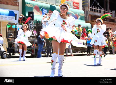 Bolivian Dancers In Traditional Costume During Carnaval Parade In