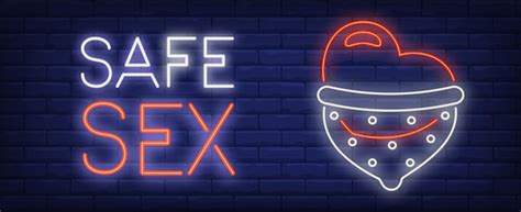 Free Vector Safe Sex Neon Sign Red Heart Inside Of Dropped Condom On