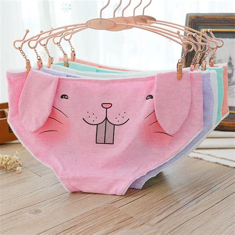 jamular women underwear cute cartoon panties 3d rabbit ear funny briefs girls underpants