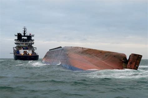 Two Days After Collision Capsized Cargo Ship Arrives Pier Side In Le Havre