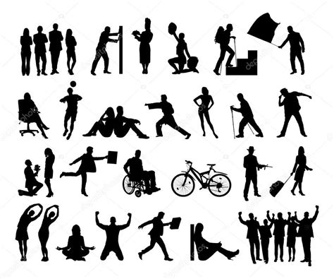 Pictures People Doing Activities Collage Of Silhouette People Doing