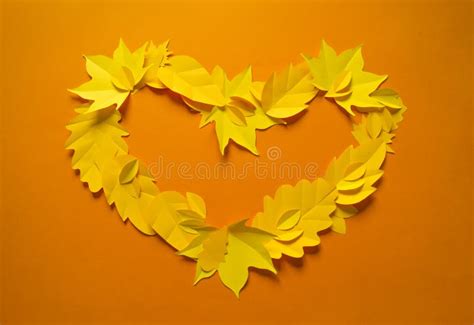 Autumn Leaves Made From Paper On A Bright Background September Stock