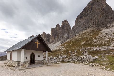 Mountain Chapel Near Tre Cime Di Lavaredo In Dolomites Alps Stock Image