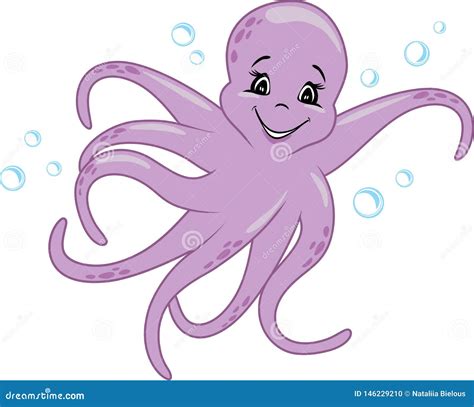 Funny Smiling Octopus Stock Vector Illustration Of Lovely 146229210