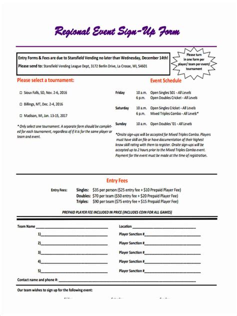 event sign  forms