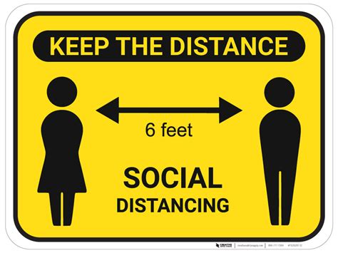 Keep The Distance Social Distancing With Icons Floor Sign Creative