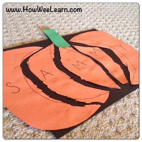 Halloween Preschool Crafts: Pumpkin Name Puzzles! - How Wee Learn