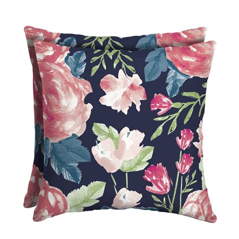 Mainstays Navy Floral 16 Outdoor Throw Pillow Set Of 2