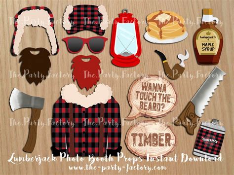 Lumberjack Themed Photo Booth Props Instant Download Etsy