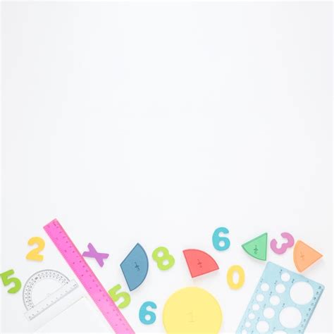 Premium Photo Colourful Numbers And Stationery On White Copy Space