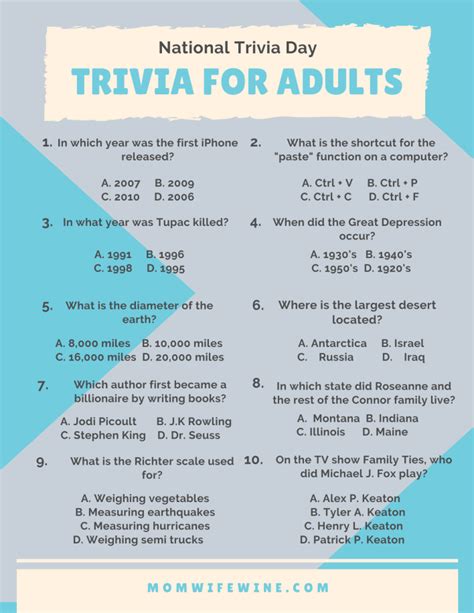As players take turns to answer questions, other players can also score points by correctly guessing whether the answer is right or wrong. Fun Trivia for Kids and Adults - Free Printables - Mom ...