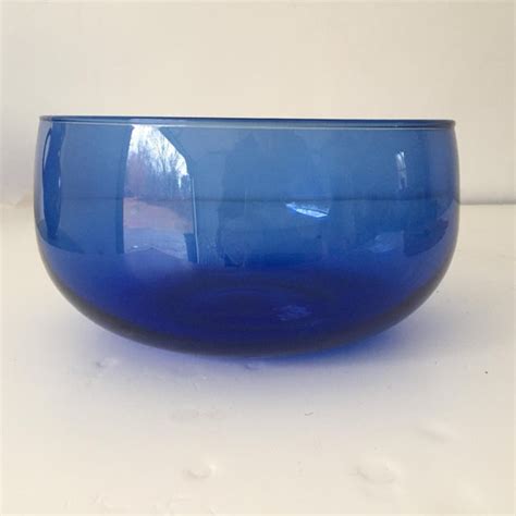 Vintage Blenko Handblown Cobalt Glass Salad Bowl Curved Chairish