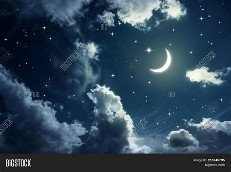 Night Sky Stars Moon Image And Photo Free Trial Bigstock