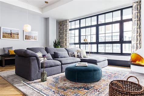 One wall is all grey cinderblock, the opposite wall is a light sage/green color. 8 Pics What Color Rug With Dark Gray Sofa And Description - Alqu Blog