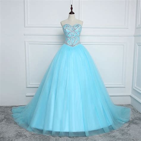 Gorgeous Sweetheart Beaded Sky Blue Ball Gowns Anxia Classy Strapless