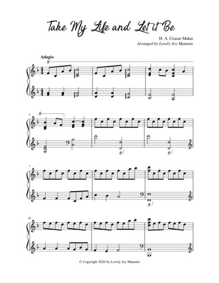 Take My Life And Let It Be Arr Lovely Joy Matamis Sheet Music Lovely Joy Matamis Piano Solo