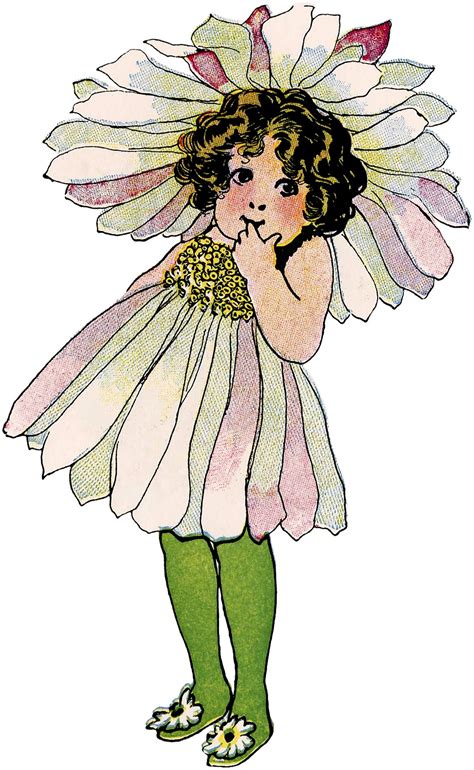 21 Flower Fairy Clipart Fairy Child Vintage Flowers Flower Fairies