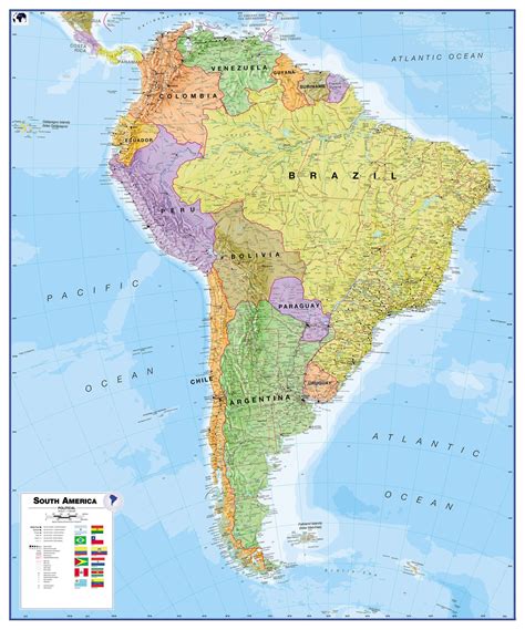 Printable Labeled Map Of South America Political With Countries