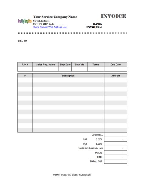 Invoice templates are available in pdf, word, excel formats. Blank Bill Invoice - 10 Results Found - Uniform Invoice ...
