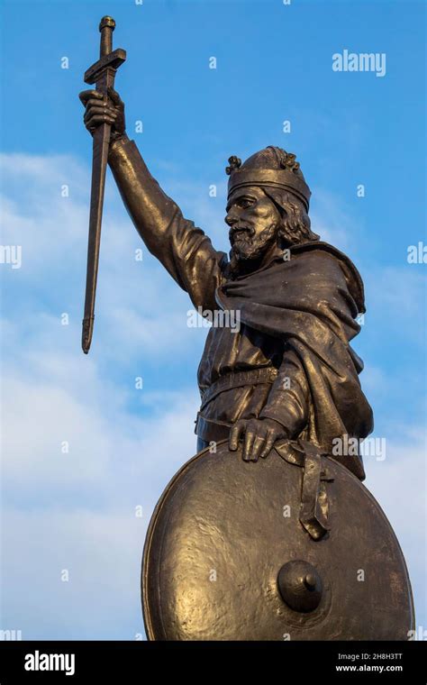A Statue Of King Alfred The Great In The Historic City Of Winchester