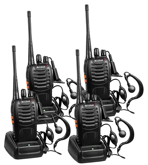 Arcshell Rechargeable Long Range Two-Way Radios with Earpiece 4 Pack ...