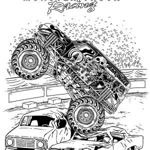 Kids coloring book with monster trucks, fire trucks, dump trucks, garbage trucks, and more. Monster Truck Bigfoot Flames Coloring Page : Kids Play Color