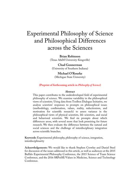 Pdf Experimental Philosophy Of Science And Philosophical Differences