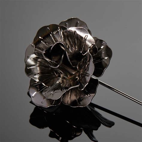 Metal Flower Lapel Pin Gunmetal Dapperman Touch Of Modern