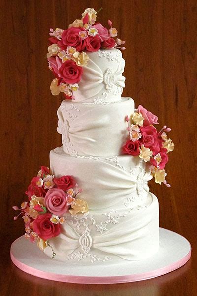 White Wedding Cake With Pink Flowers A Wedding Cake Blog