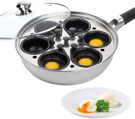 Egg Poacher Pan Stainless Steel Poached Egg Cooker Perfect Poached