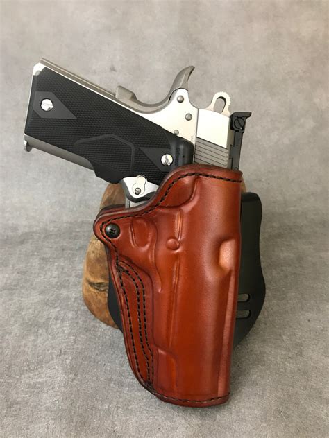 1911 Commander Owb Custom Leather Paddle Holster With Blade Tech Paddle