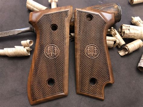 Beretta S Turkish Walnut Wood Grips Checkered Handmade Etsy