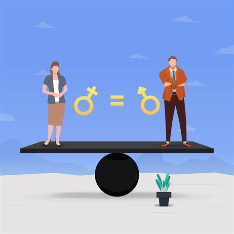 Premium Vector Female And Male With Gender Symbols In Balance Scale Gender Equality And No