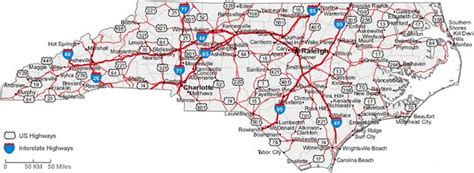 North Carolina State Road Map With Census Information