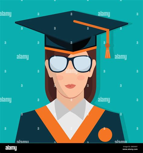 Woman Graduates Isolated Vector Illustration Avatar For Education