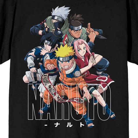 Naruto Classic Character Group With Kanji Crew Neck Short Sleeve Mens