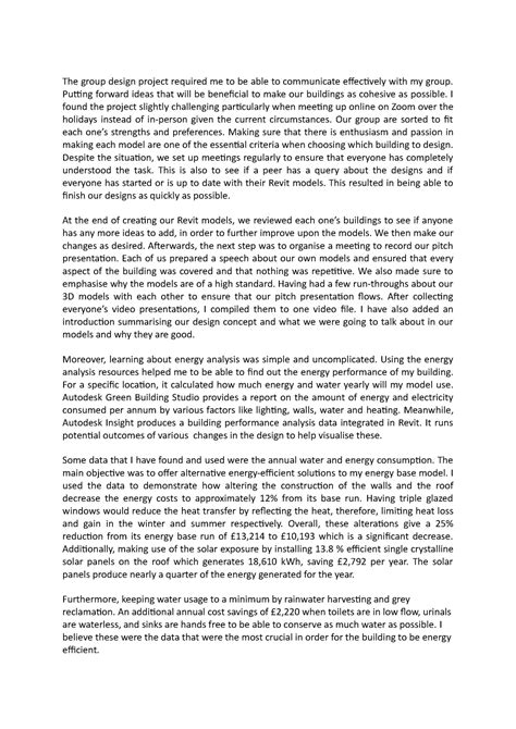 Reflection Essay The Group Design Project Required Me To Be Able To