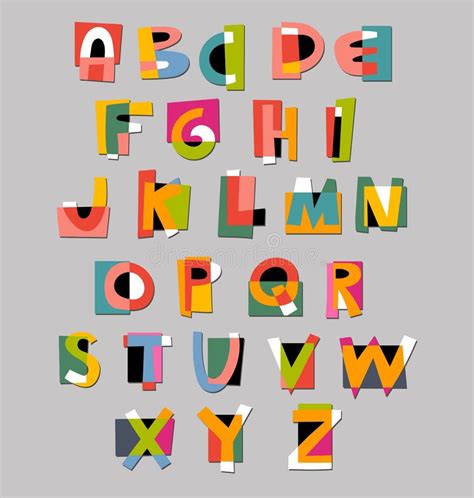 Abstract Alphabet Font Paper Cut Out Style Stock Vector Illustration